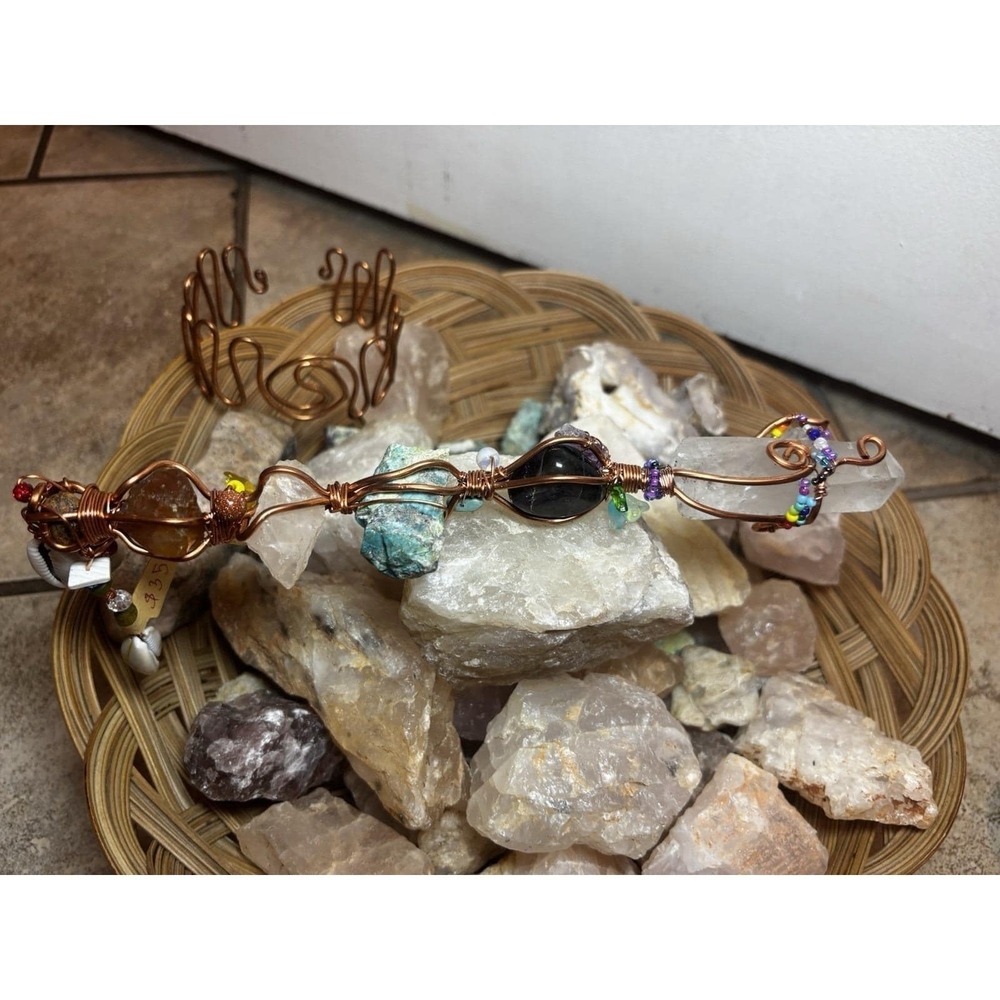 Crystal Wand, Quartz, Amethyst, Chrysocolla, Rose Quartz,, Carnelian, Garnet